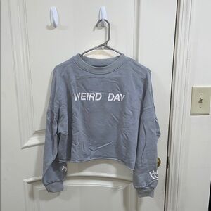 Pull&Bear Gray Long Sleeve Boxy Cropped Sweatshirt